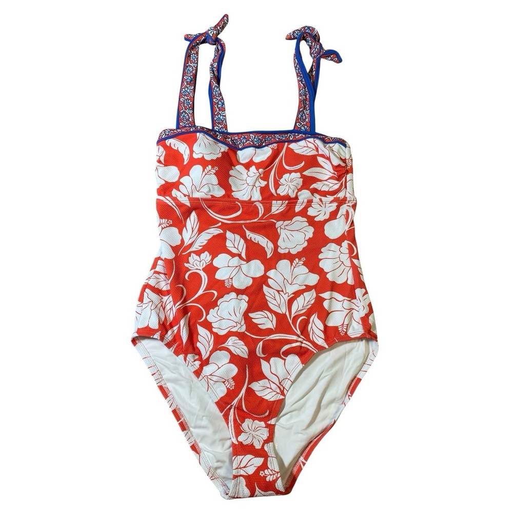 Tommy Bahama Island Cays Fiori Bando One-Piece Swimsuit - Citrus Coral, Size 8